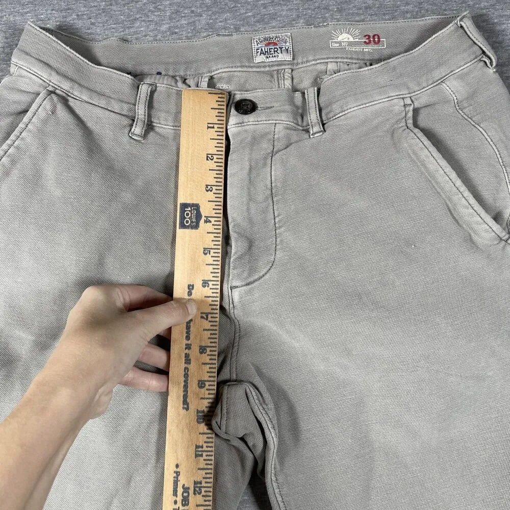 Faherty Chino Pants Mens 30x28 Gray Cotton Rayon Lyocell Slim Tapered